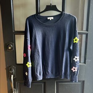 J Society, star navy sweater, size L